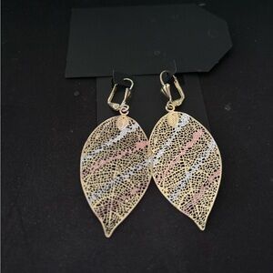 Elegant Gold and Silver Leaf Earrings